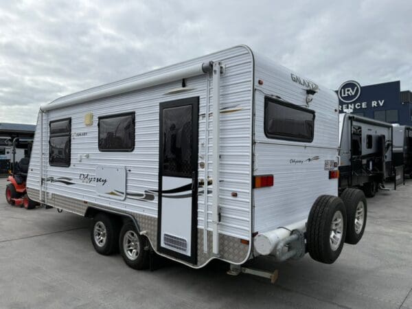 500<br><br><strong>2010 GALAXY ODYSSEY 18'6 COMBO SHOWER & TOILET CARAVAN **IMMACULATE CONDITION**</strong><br><br>WEIGHTS<br>Tare: 1850 KG<br>ATM: 2250 KG<br><br>EXTERNAL<br>50mm Ball Coupling<br>4 Inch A-Frame With Strap<br>Checker Plate Front & Sides<br>2 x 9 Kg Gas Bottles<br>A-Frame Tray<br>Front Boot<br>Front Window With Shade<br>Drop Down Corner Steadies Each Corner<br>Roll Out Awning<br>Picnic Table<br>Awning Light<br>Entry Door With Separate Fly Screen<br>Rear Bar With Pole Carrier<br>Dual Spares<br>Rear Window<br>Rear View Camera<br>Hot Water System<br>2 x Water Tanks<br>Rooftop Aircon<br>4 Season Hatch<br>Pressure Hatch<br><br>INTERNAL<br>Rear Kitchen<br>Café Dinette<br>Island Bed<br>Combo Shower & Toilet<br>Microwave<br>3 Way Fridge<br>Cooktop